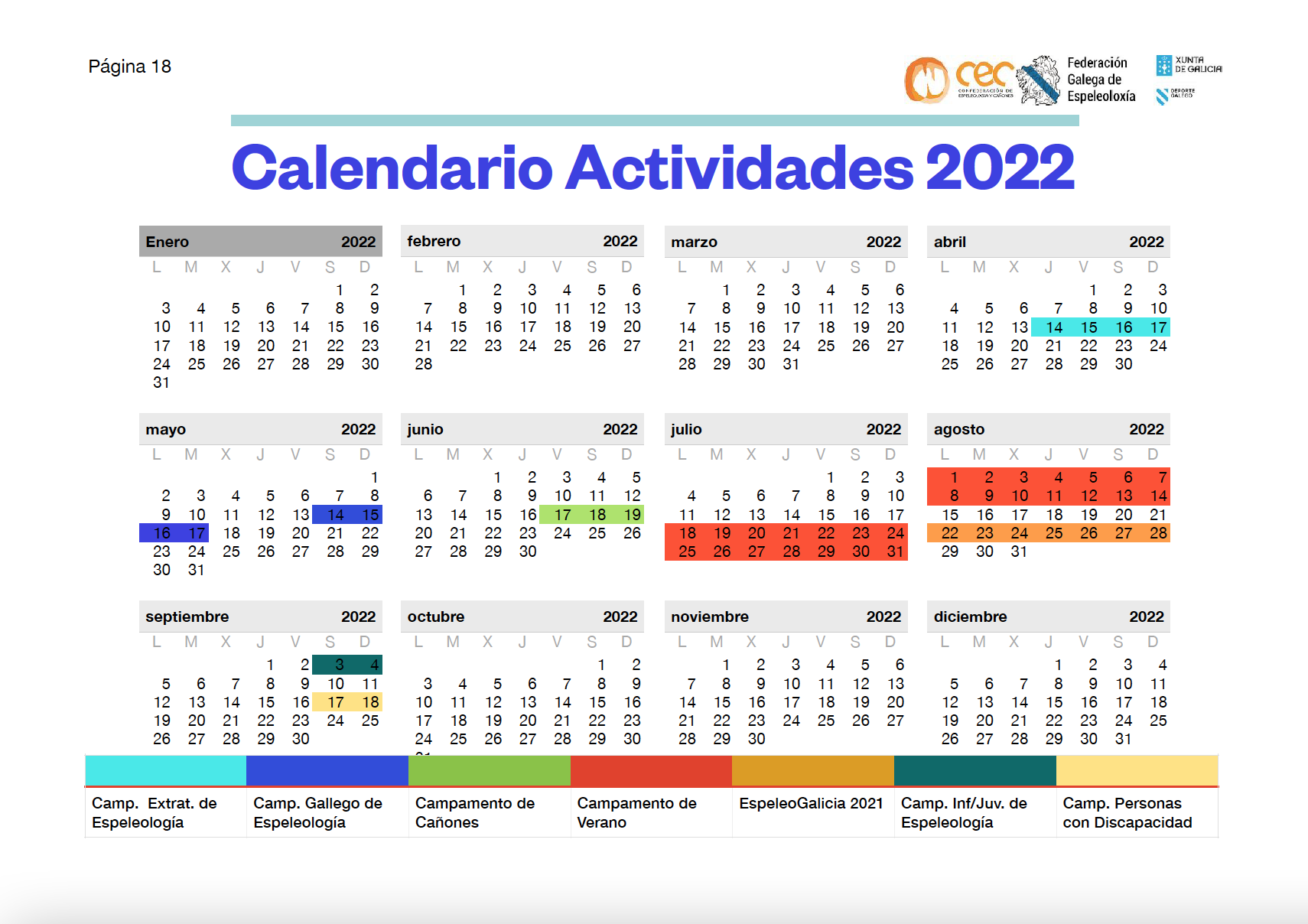 Calendario Actividades 2022